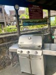 Grill fresh caught fish on these Weber grills and enjoy local artwork.
